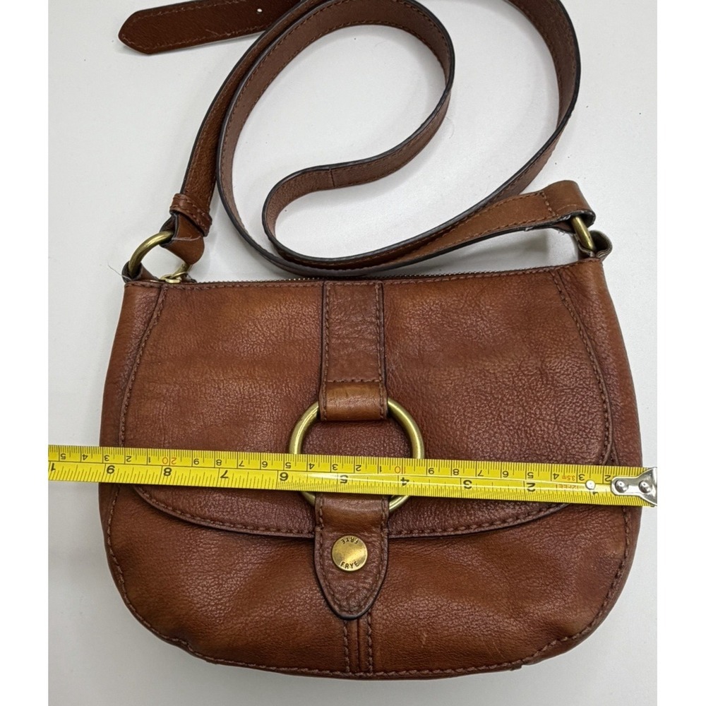 Frye Women's Chestnut Purse Cross Body Leather Ring Detail - Picture 14 of 15